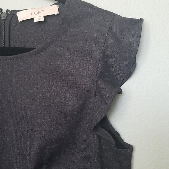 Loft flutter sleeve gray dress size 10 Twee Workplace Siren Officecore - Picture 3 of 11